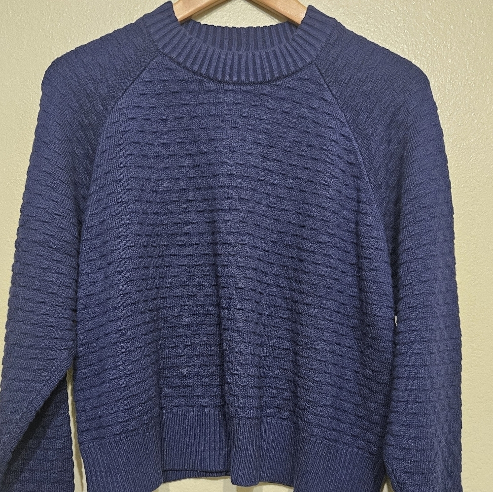 Lululemon Athletica Textured Navy Crew Neck Sweater